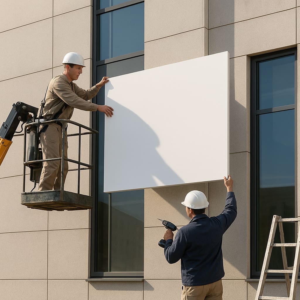Montage eines Außenschilds