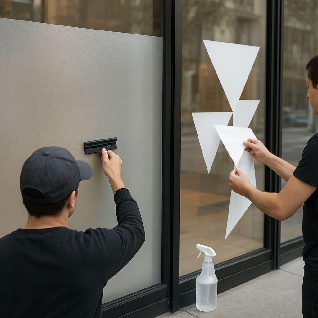 Anbringung von Fenstergrafik